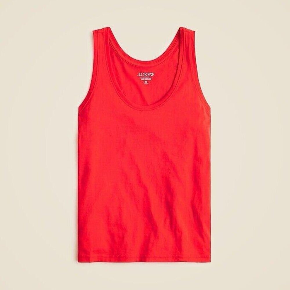 J Crew Womens Re-Imagined Tank Top Coral Sleeveless Scoop Neck Cotton XS NWT